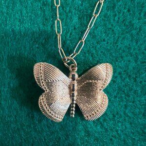 Women's Gold Tone Butterfly Pendant Chain Necklace